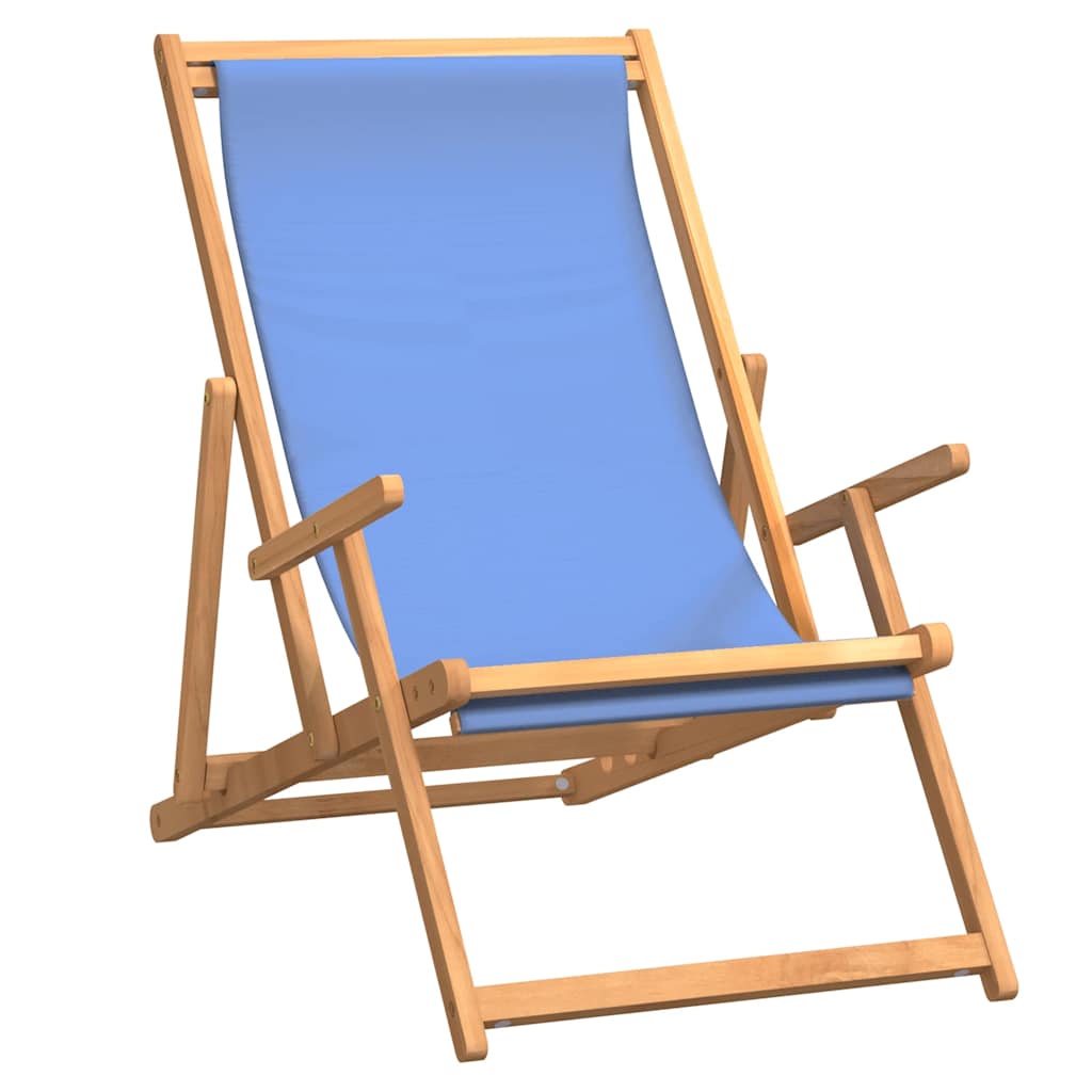 Beach Chair | Blue | Teak wood, Polyester | Medium |  Foldable