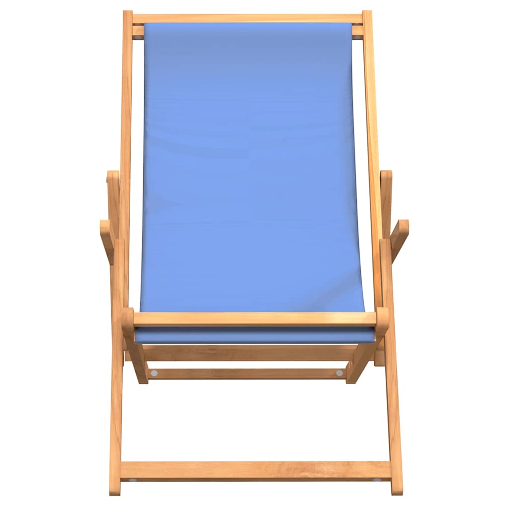 Beach Chair | Blue | Teak wood, Polyester | Medium |  Foldable