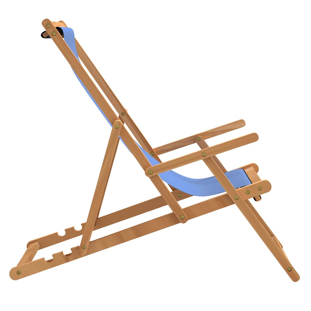 Beach Chair | Blue | Teak wood, Polyester | Medium |  Foldable