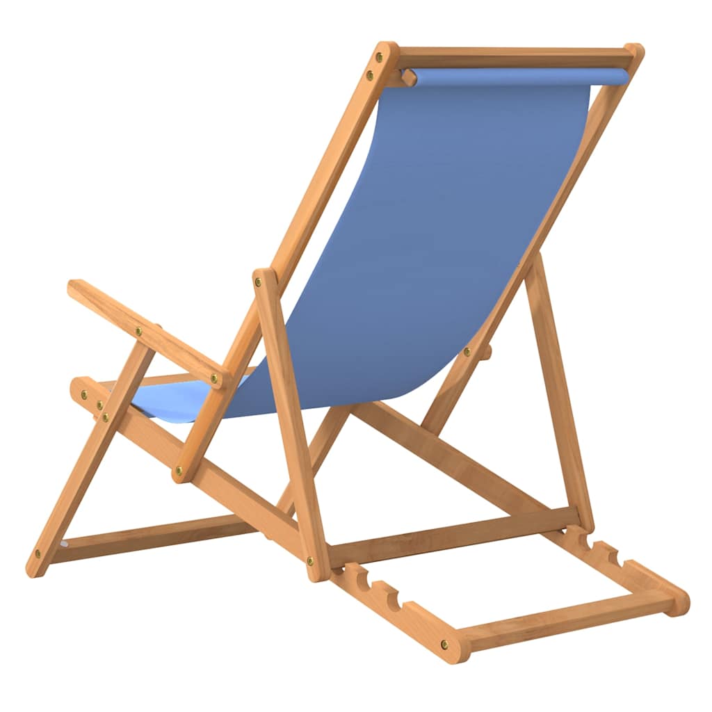 Beach Chair | Blue | Teak wood, Polyester | Medium |  Foldable