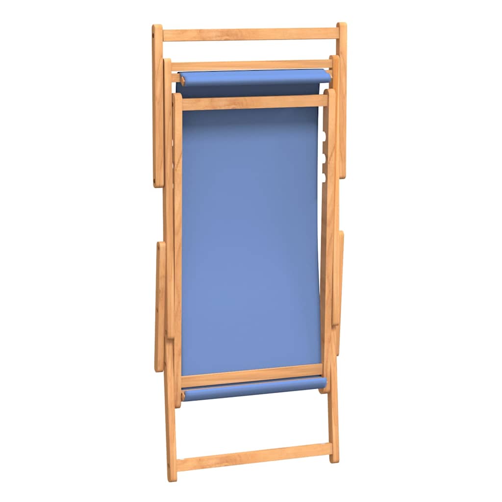 Beach Chair | Blue | Teak wood, Polyester | Medium |  Foldable