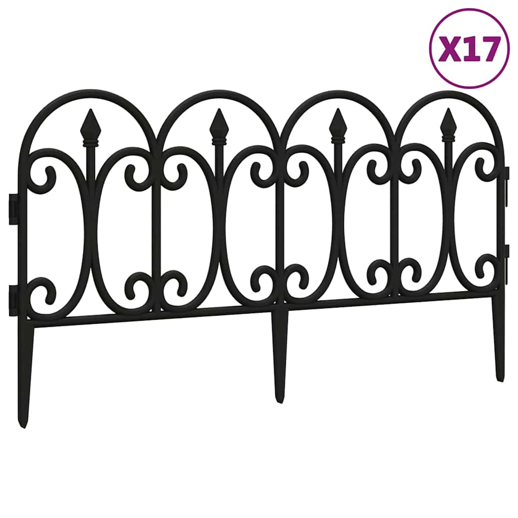 Lawn Edgings 17 pcs Black 10 m PP