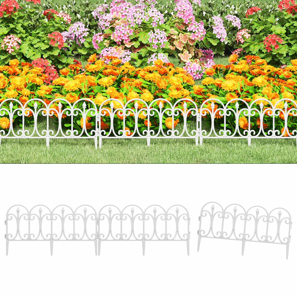 Lawn Edgings 17 pcs White 10 m PP