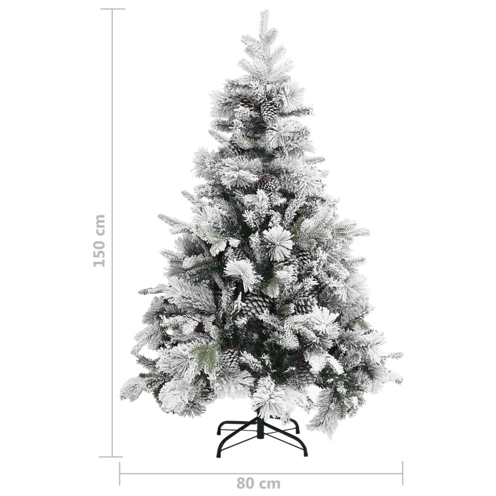 vidaXL Christmas Tree with Flocked Snow&Cones 150 cm PVC&PE