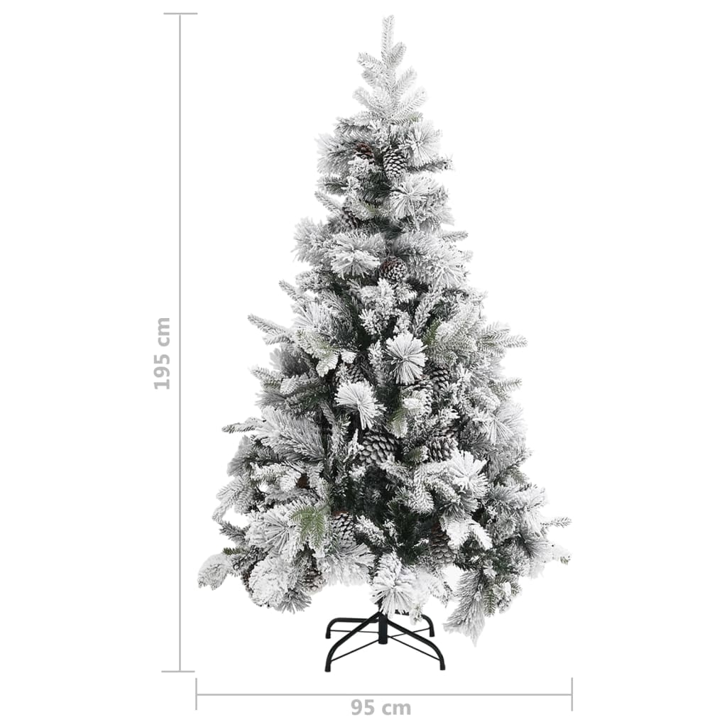 vidaXL Christmas Tree with Flocked Snow&Cones 195 cm PVC&PE