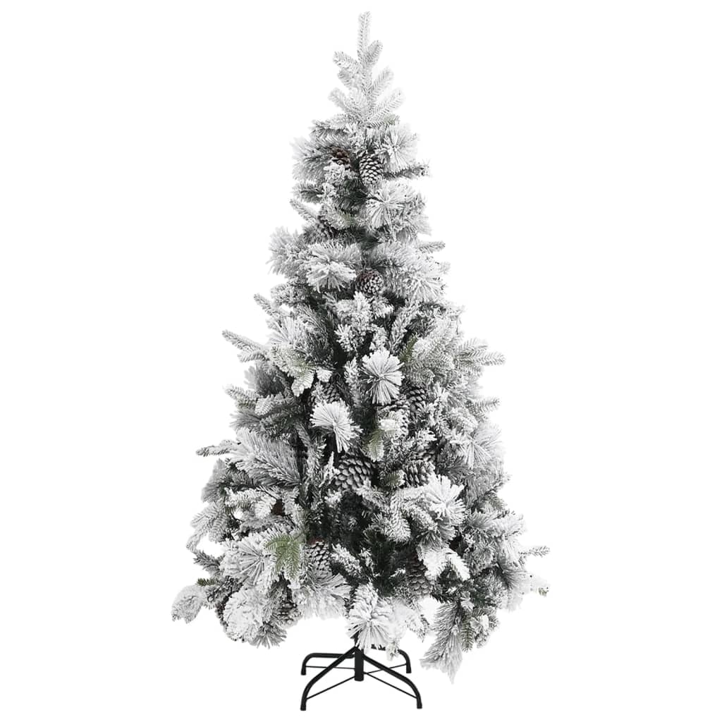 vidaXL Christmas Tree with Flocked Snow&Cones 225 cm PVC&PE