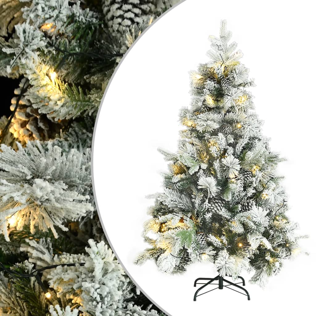 vidaXL Pre-lit Christmas Tree with Flocked Snow&Cones 150 cm PVC&PE