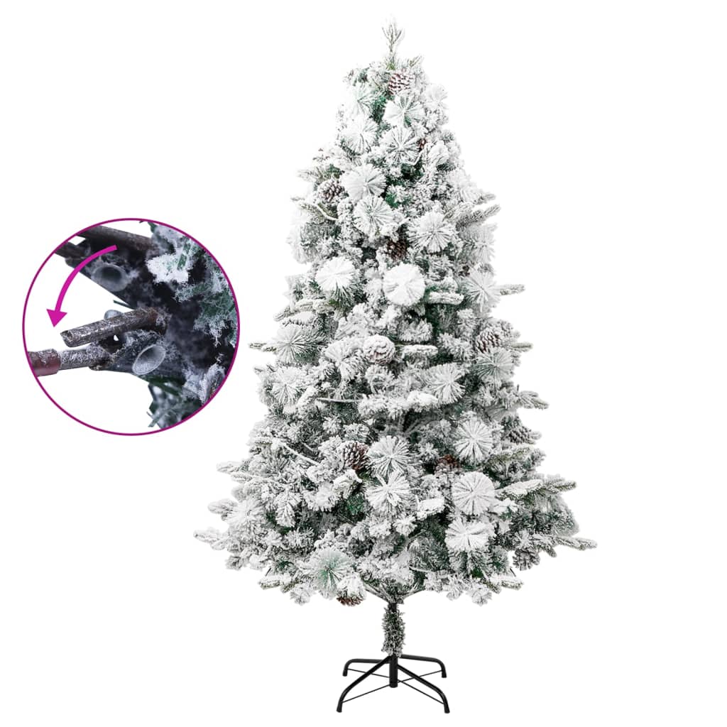 vidaXL Pre-lit Christmas Tree with Flocked Snow&Cones 195 cm PVC&PE