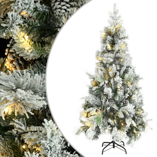 vidaXL Pre-lit Christmas Tree with Flocked Snow&Cones 225 cm PVC&PE