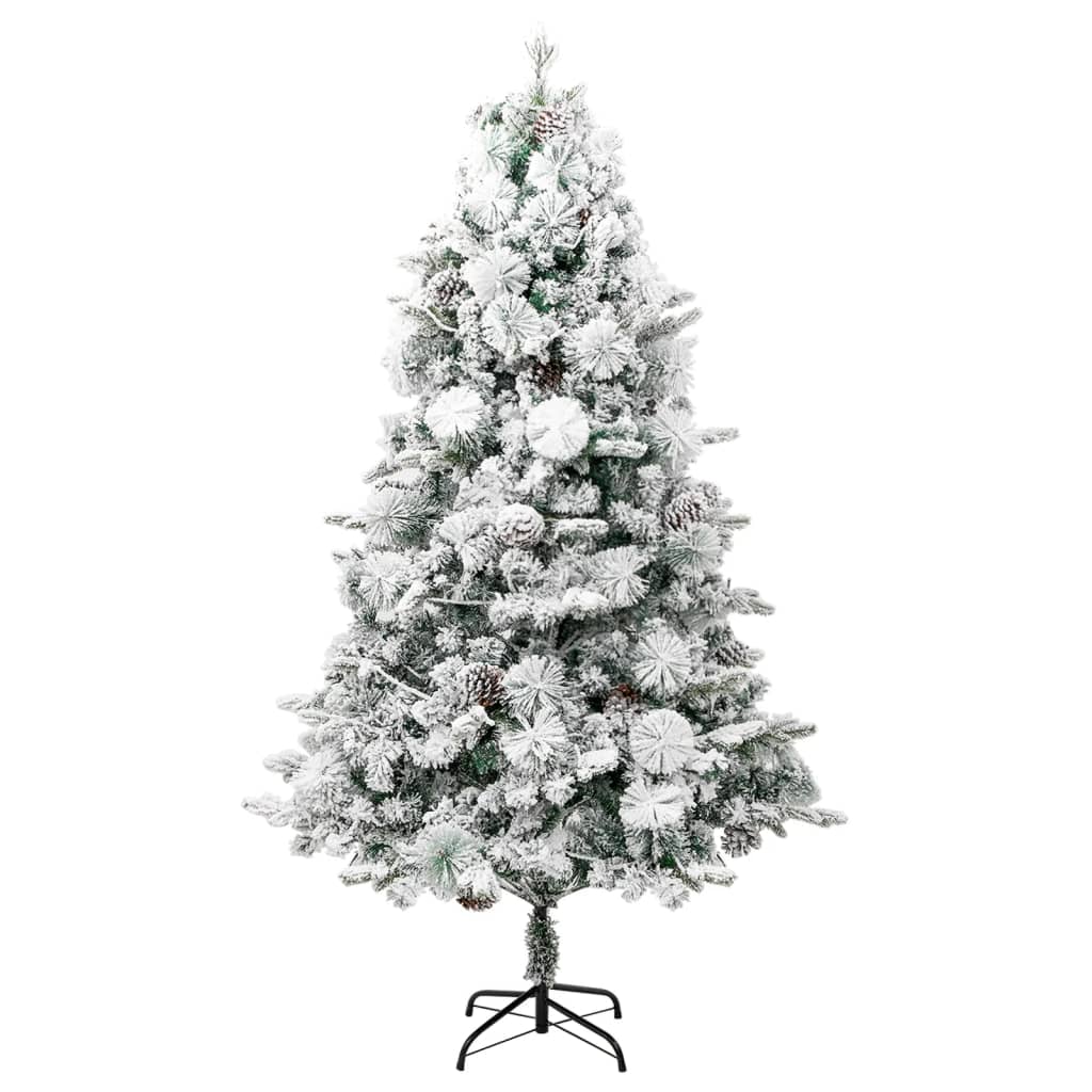 vidaXL Pre-lit Christmas Tree with Flocked Snow&Cones 225 cm PVC&PE