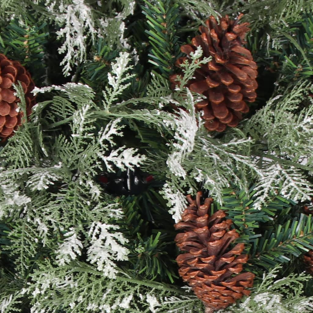 vidaXL Pre-lit Christmas Tree with Pine Cones Green&White 195 cm PVC&PE