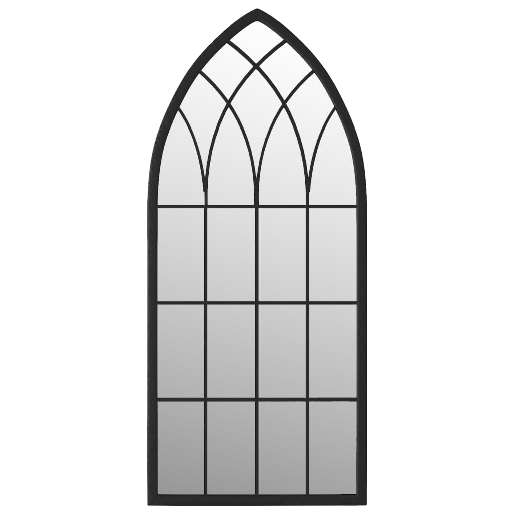 Garden Mirror | Black | Iron, Glass | 70x30 cm | Decorative Inlays