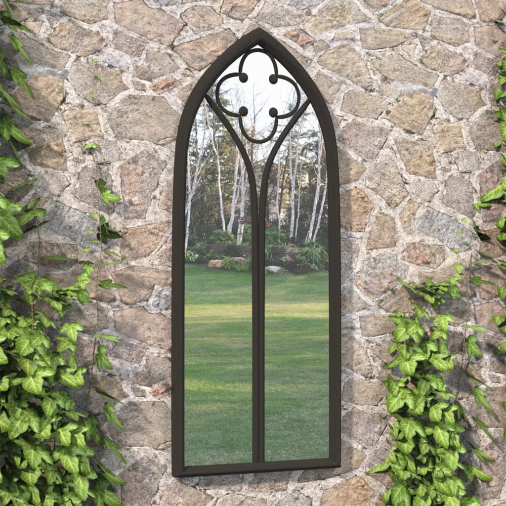 Garden Mirror | Black | Iron, glass | Medium |  Decorative Inlays