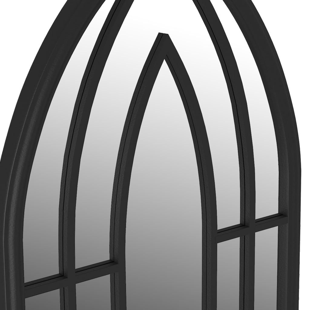 Garden Mirror | Black | Iron, Glass | 70x30 cm | Decorative Inlays