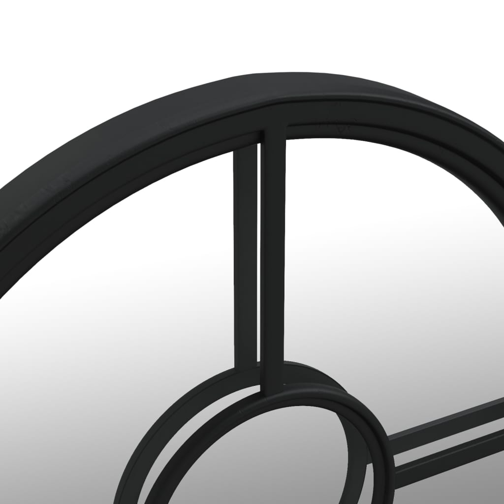Round Garden Mirror | Black | Iron | Medium | Decorative Inlays | Mirror