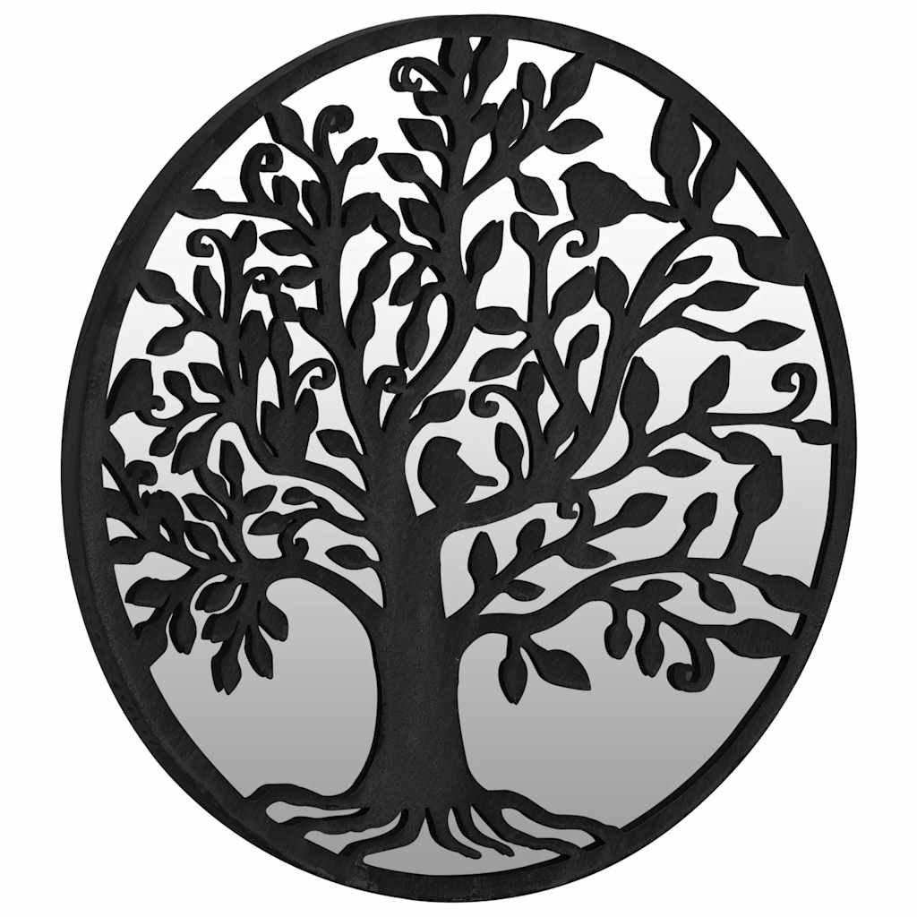 Round Garden Mirror | Black | Iron, Glass | Medium | Decorative Inlays