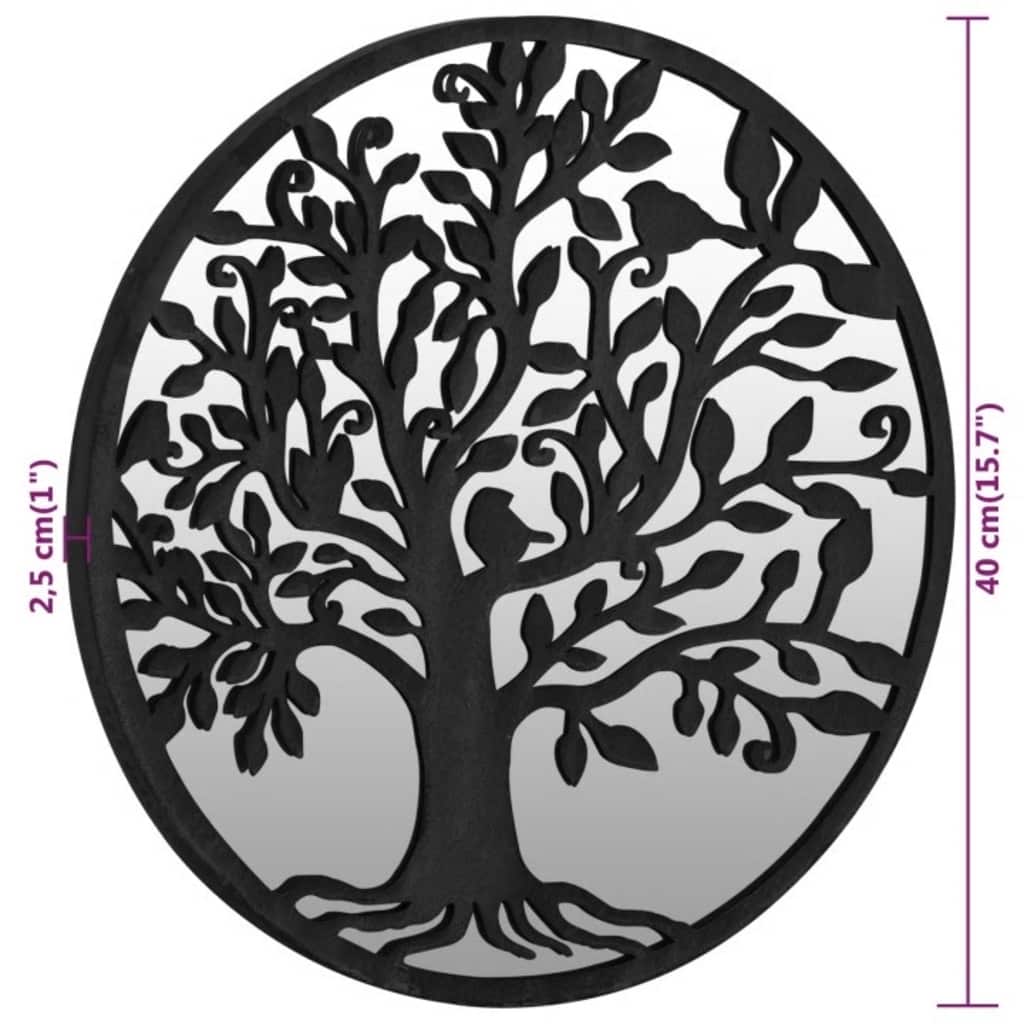 Round Garden Mirror | Black | Iron, Glass | Medium | Decorative Inlays