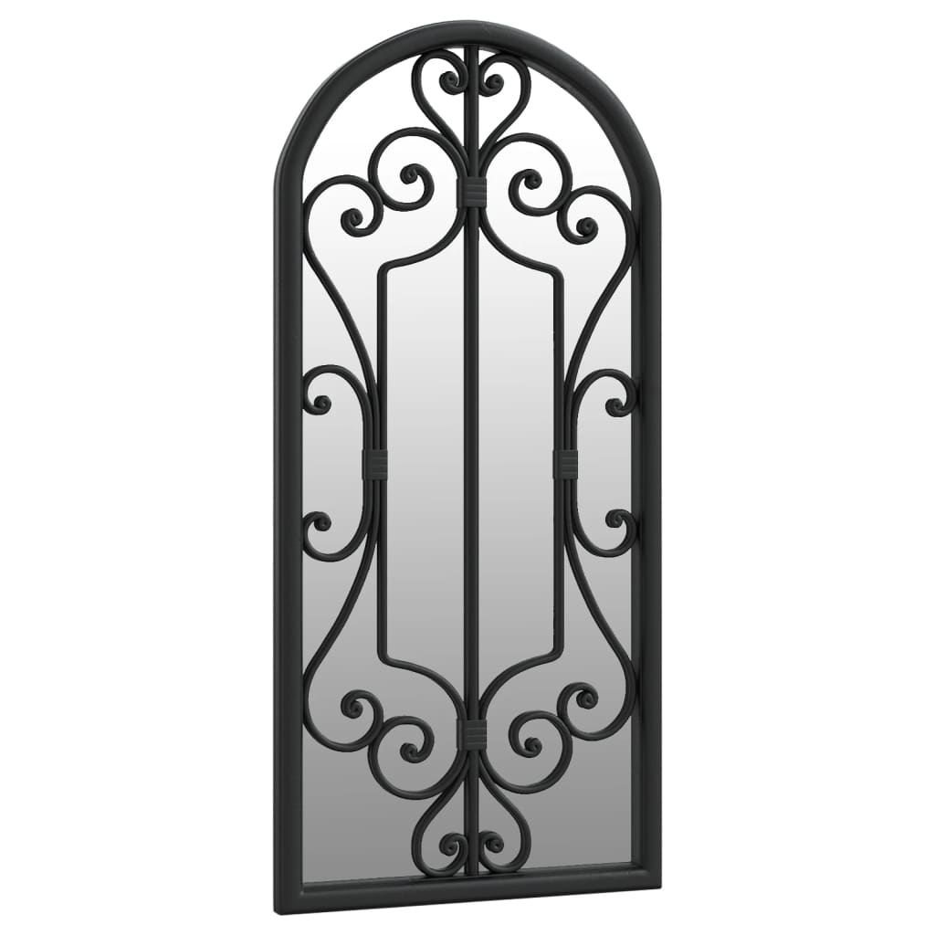 Garden Mirror | Black | Iron, Glass | 100x45 cm | Decorative Inlays
