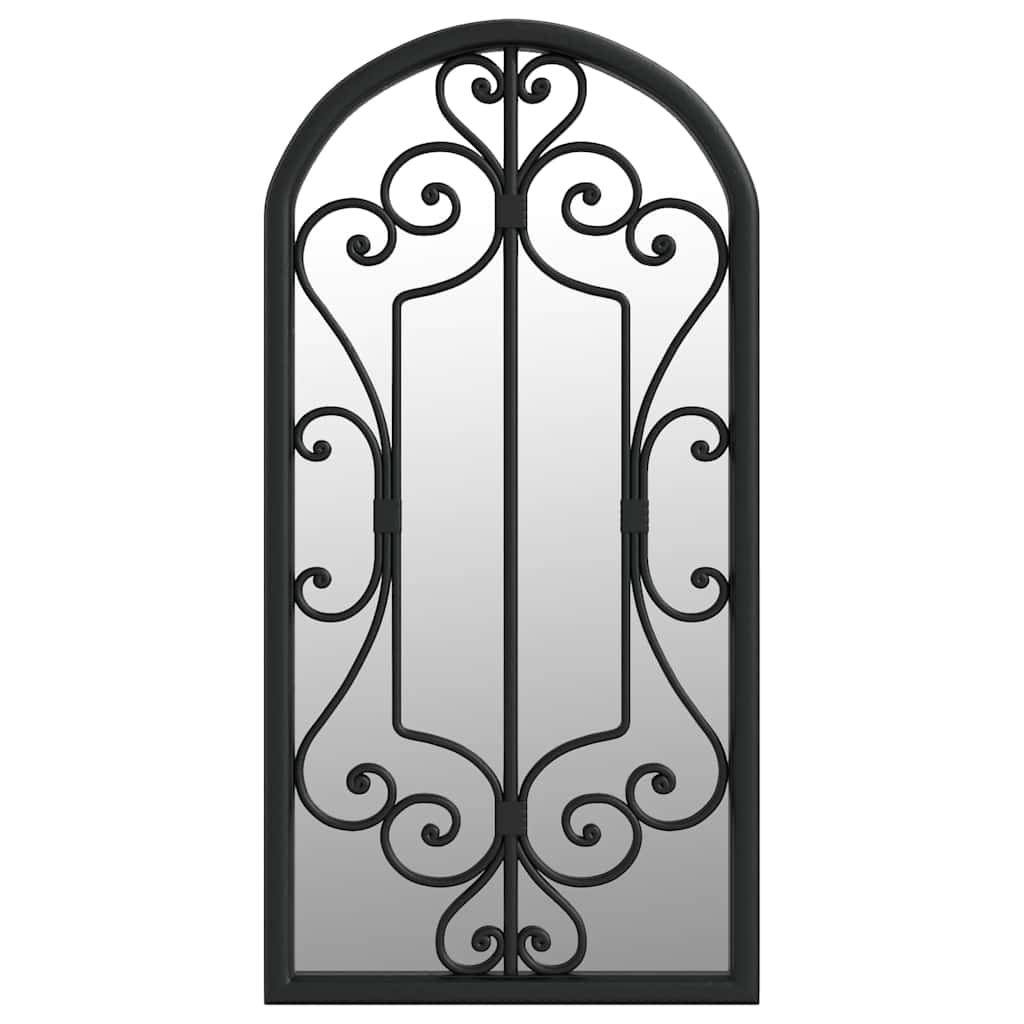 Garden Mirror | Black | Iron, Glass | 70x30 cm | Decorative Inlays