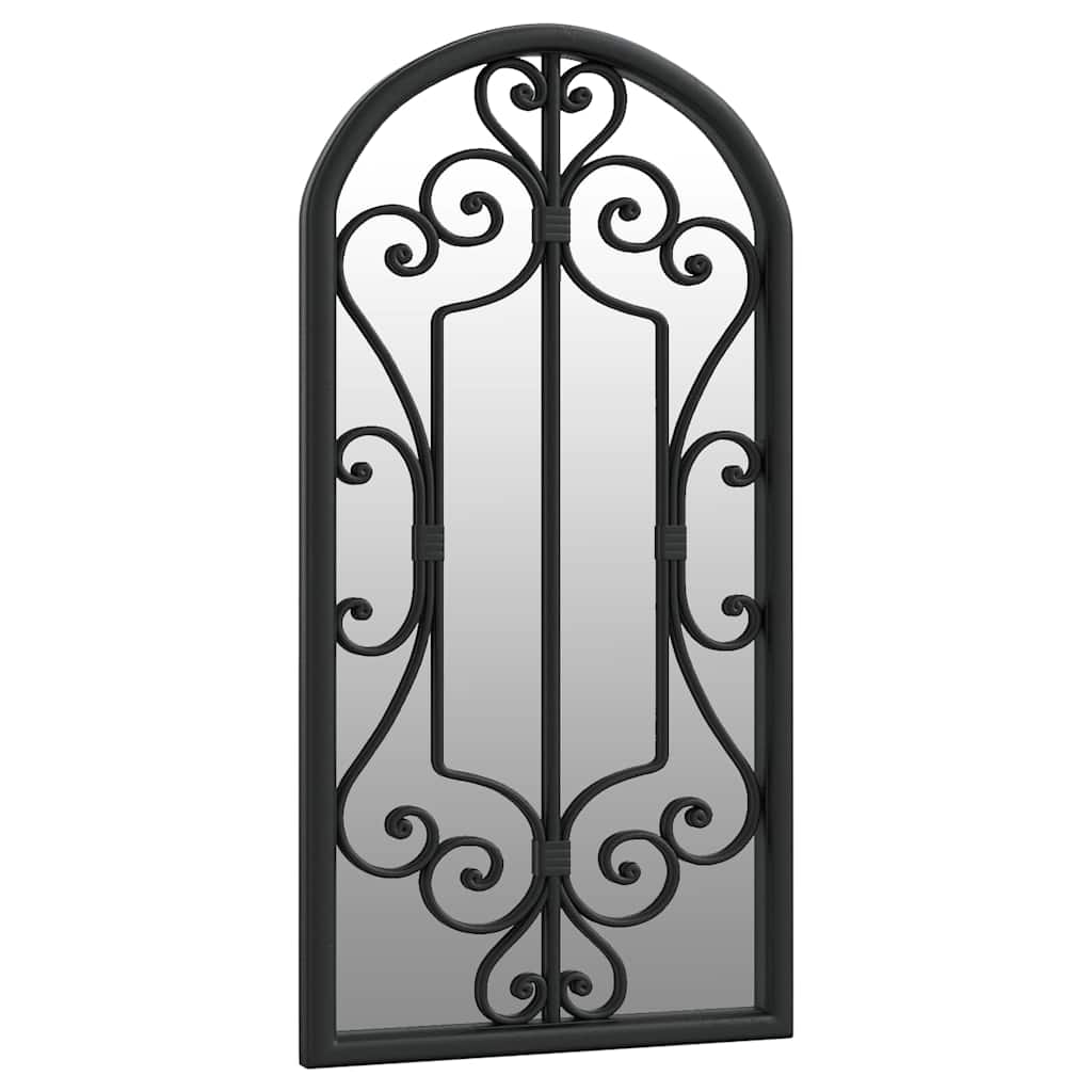 Garden Mirror | Black | Iron, Glass | 70x30 cm | Decorative Inlays