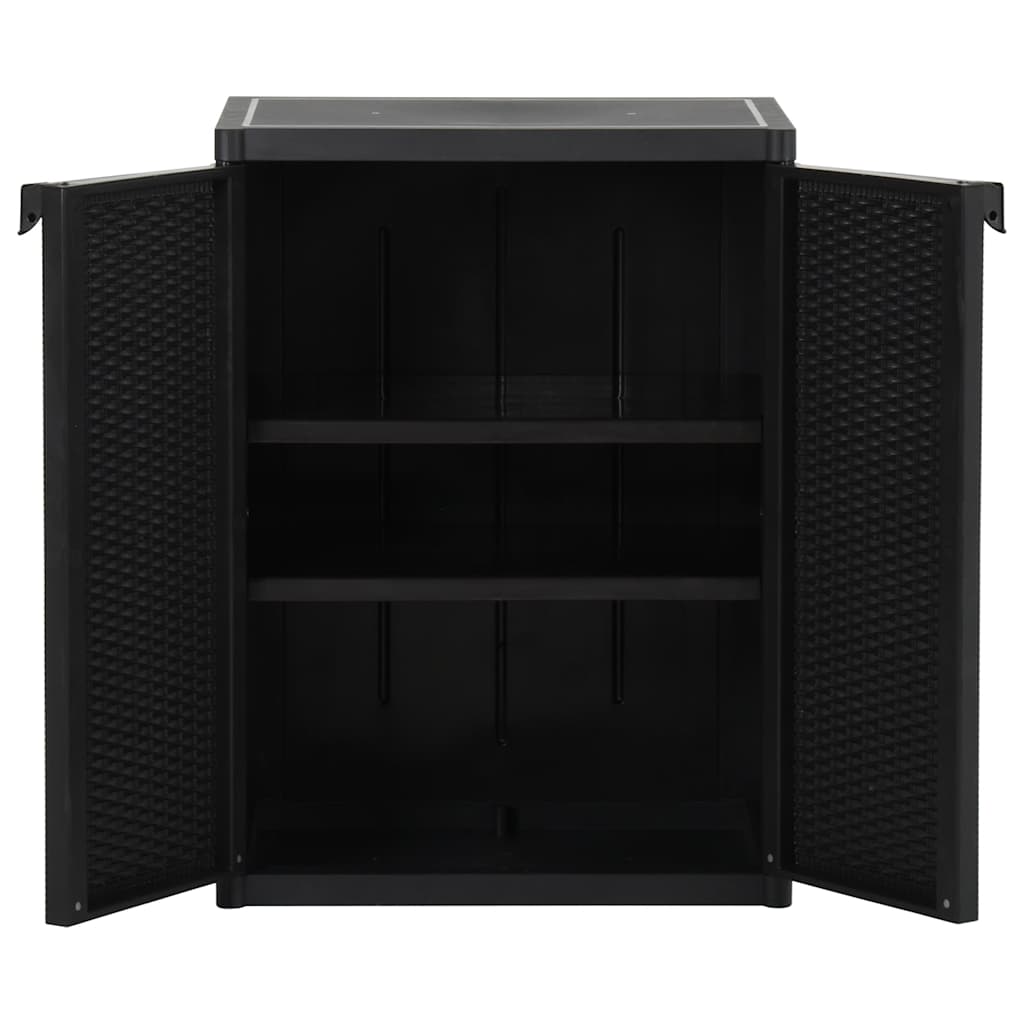 Garden Storage Cabinet Black 65x45x88 cm PP Rattan