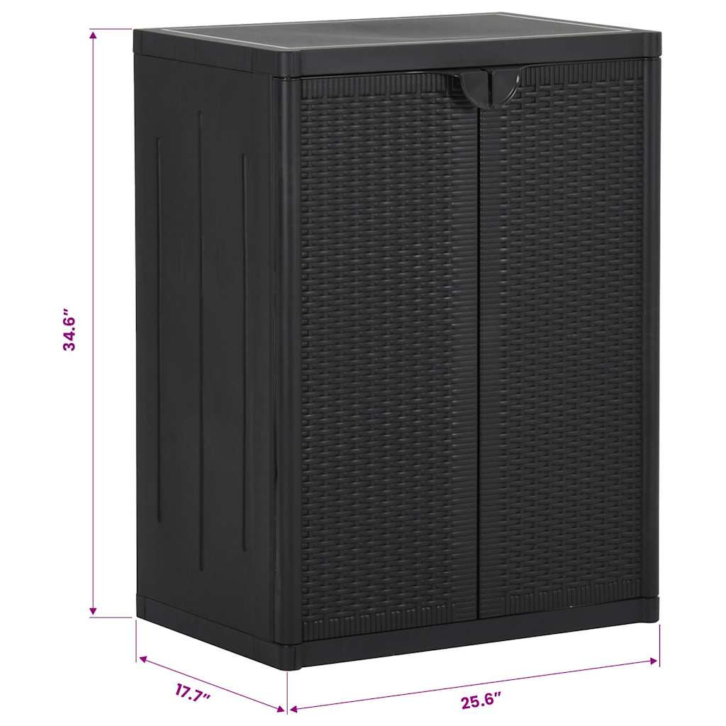 Garden Storage Cabinet Black 65x45x88 cm PP Rattan