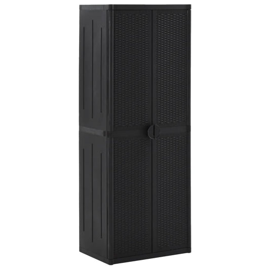 vidaXL Garden Storage Cabinet Black 65x45x172 cm PP Rattan