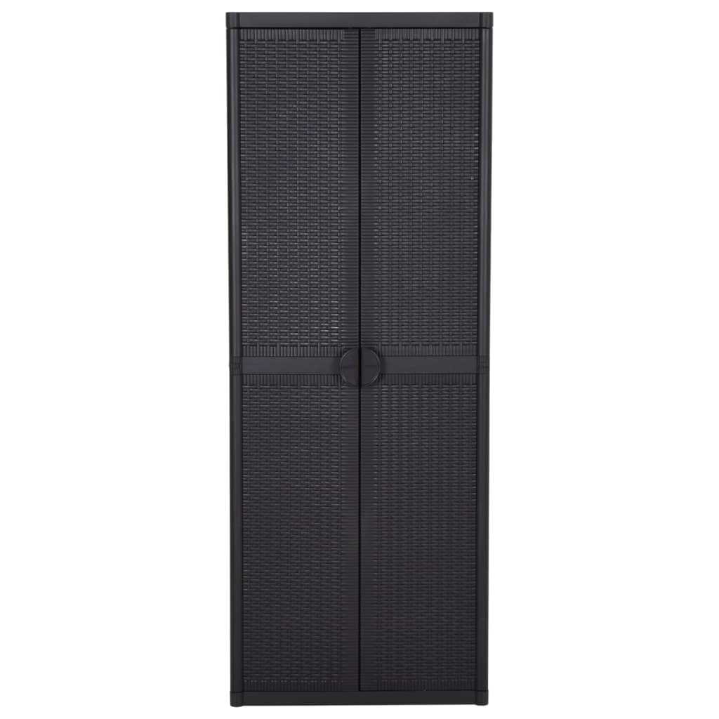 vidaXL Garden Storage Cabinet Black 65x45x172 cm PP Rattan