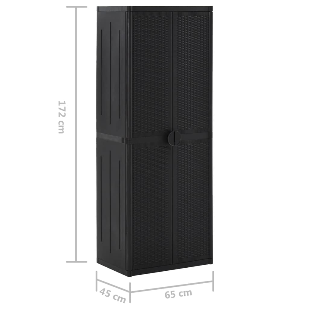 vidaXL Garden Storage Cabinet Black 65x45x172 cm PP Rattan