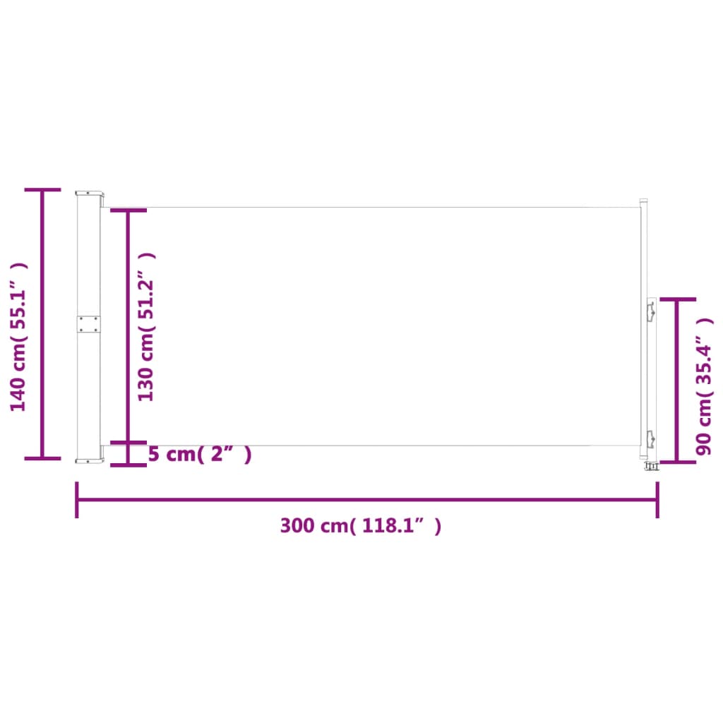 Store latéral rétractable pour terrasse 140x300 cm Crème