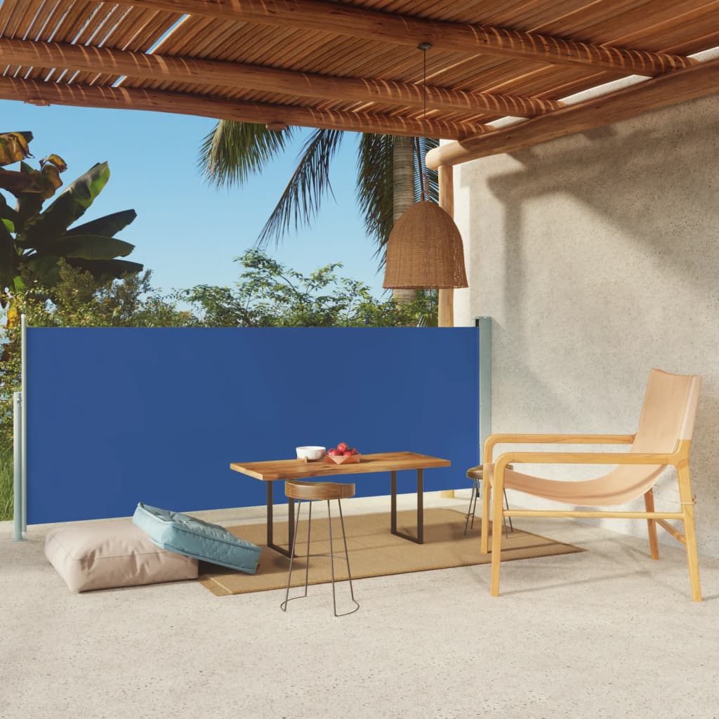 vidaXL Patio Retractable Side Awning 117x300 cm Blue