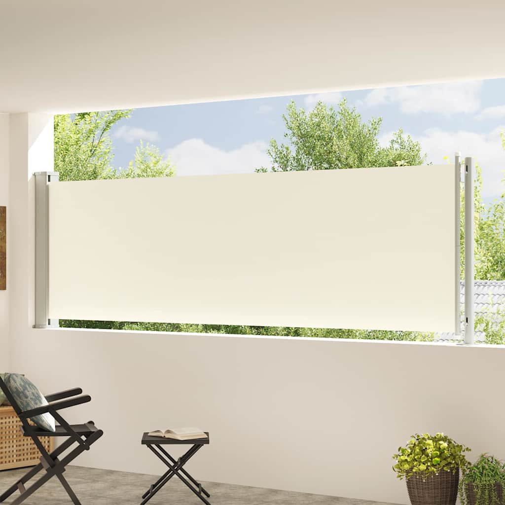 Patio Retractable Side Awning 117x614 cm Cream