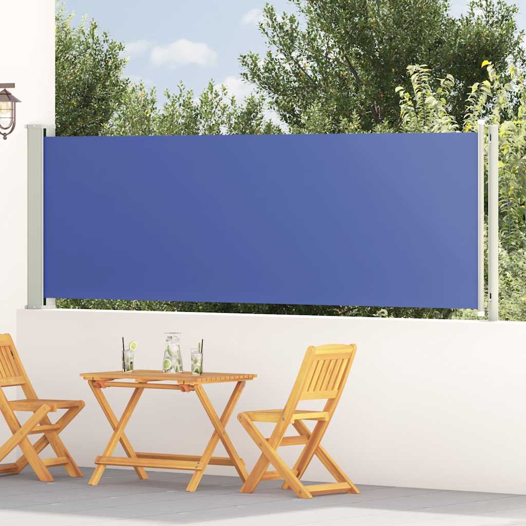 Patio Retractable Side Awning 117x614 cm Blue