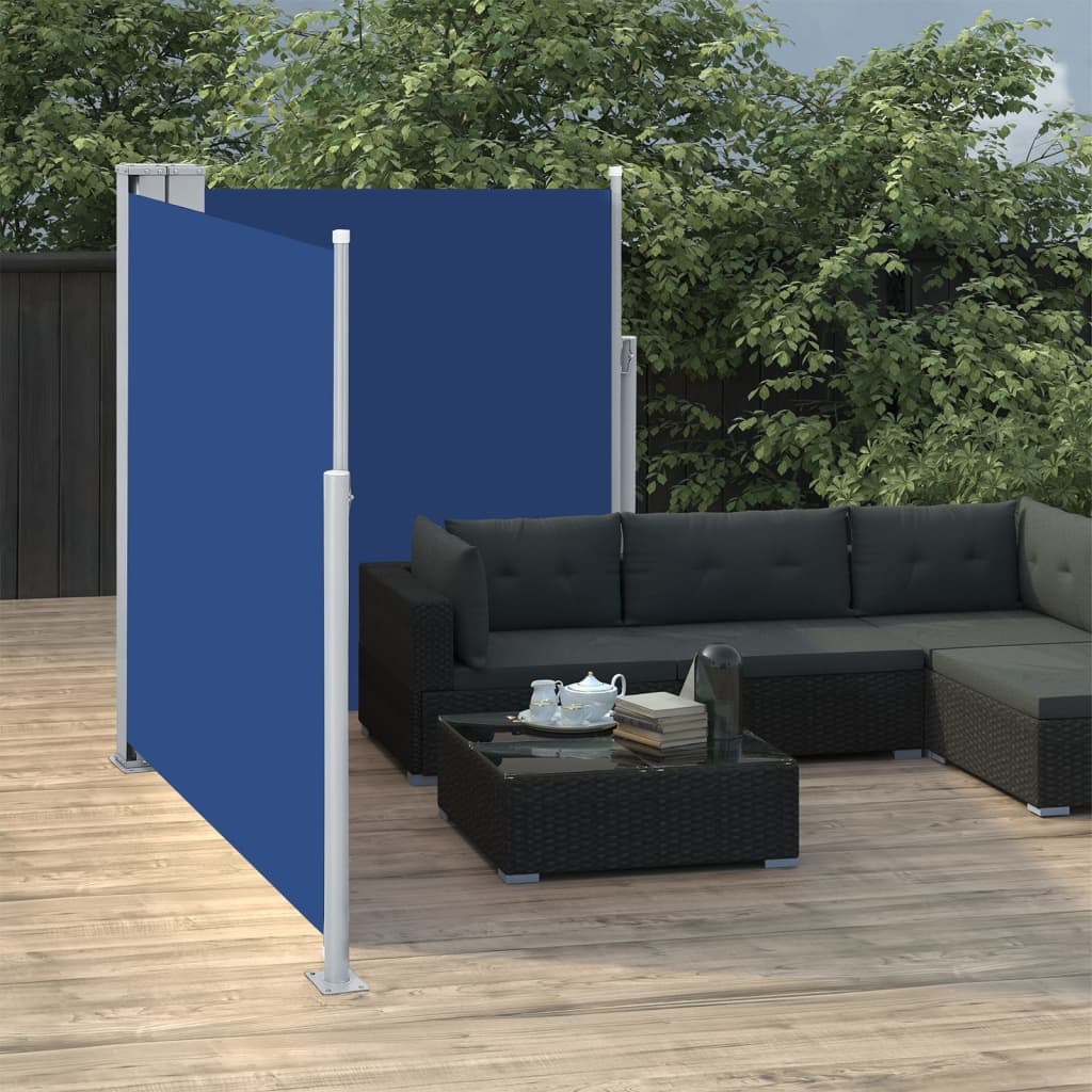 vidaXL Retractable Side Awning Blue 140x600 cm