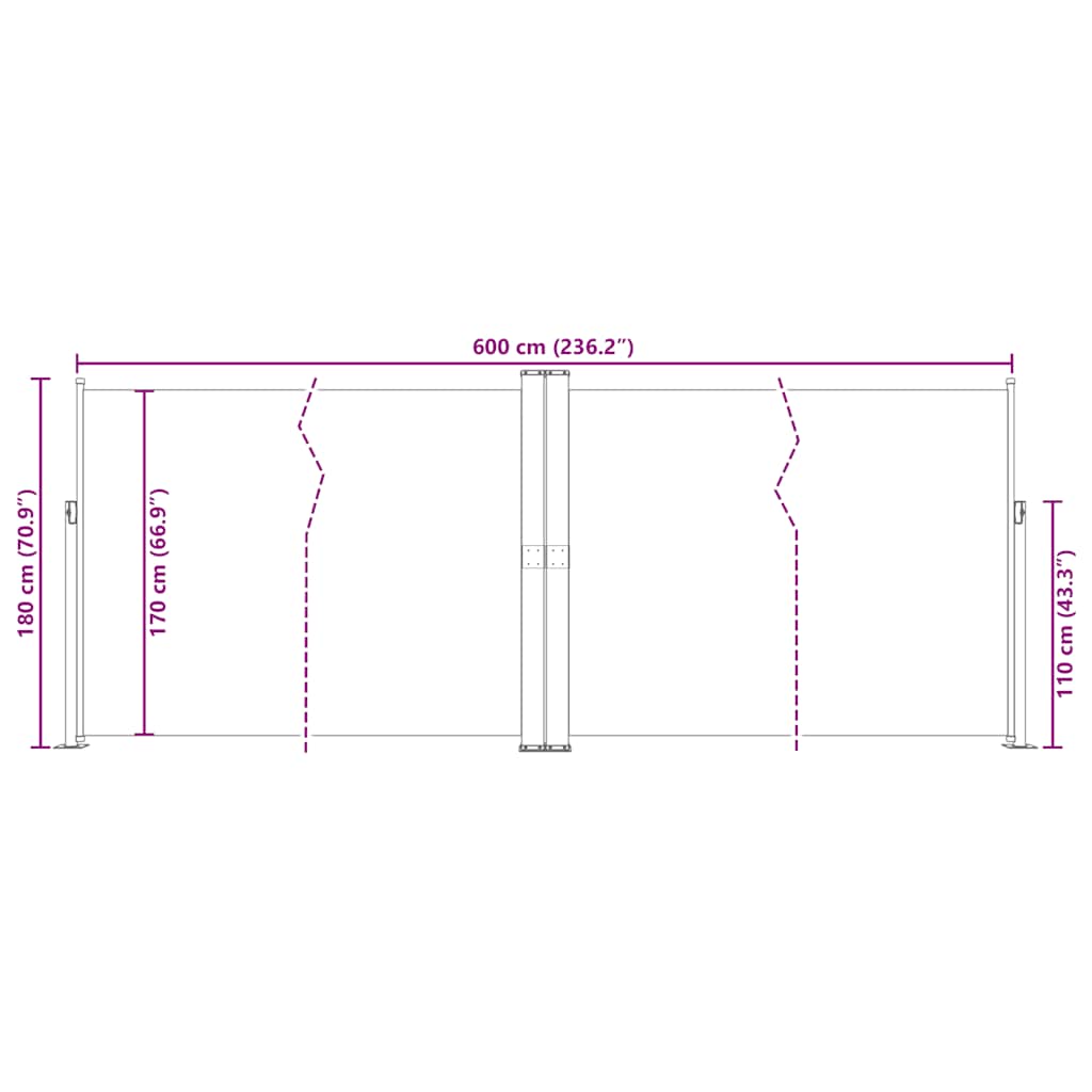 Retractable Side Awning Black 180x600 cm