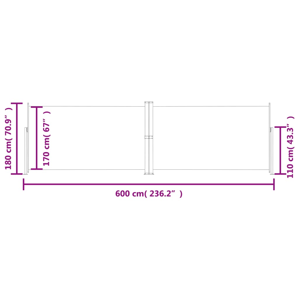 Store latéral rétractable Crème 180x600 cm