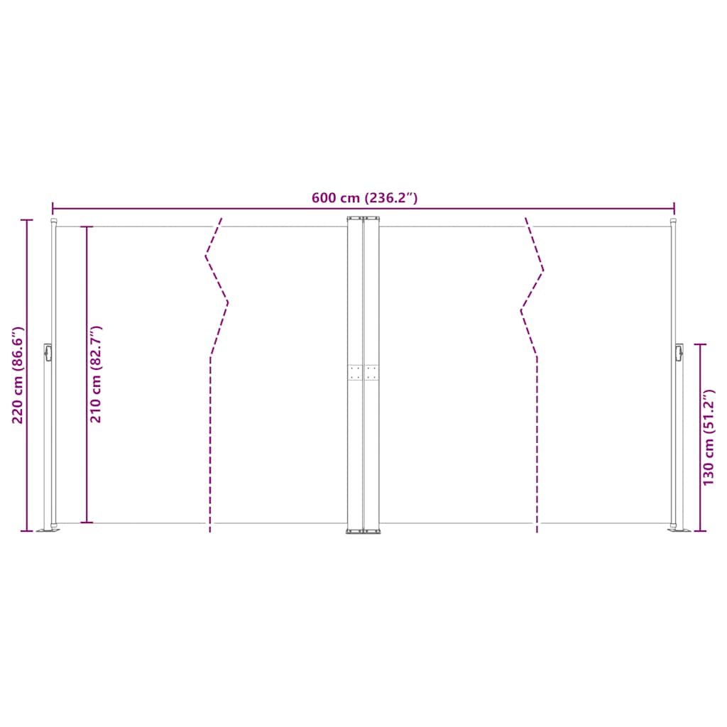 Retractable Side Awning Cream 200x600 cm