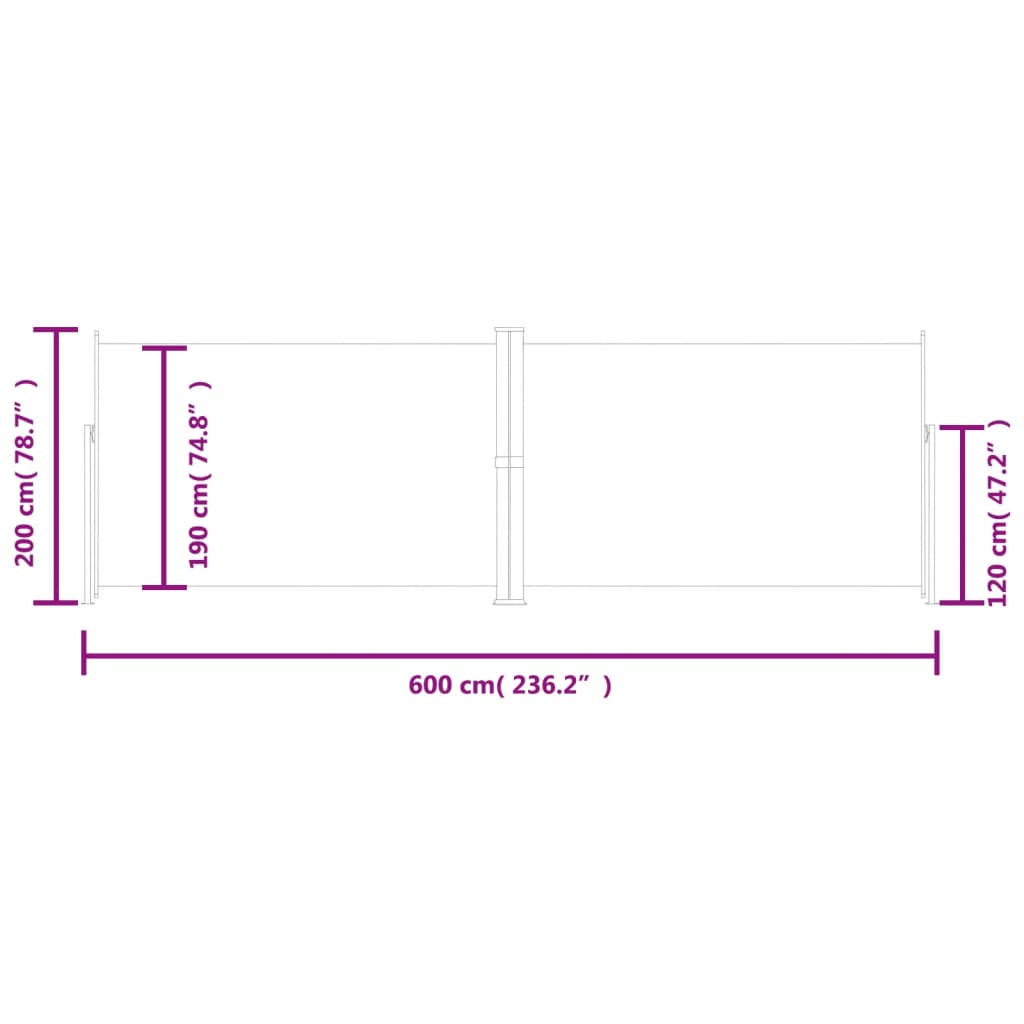 Auvent latéral rétractable Rouge 200x600 cm