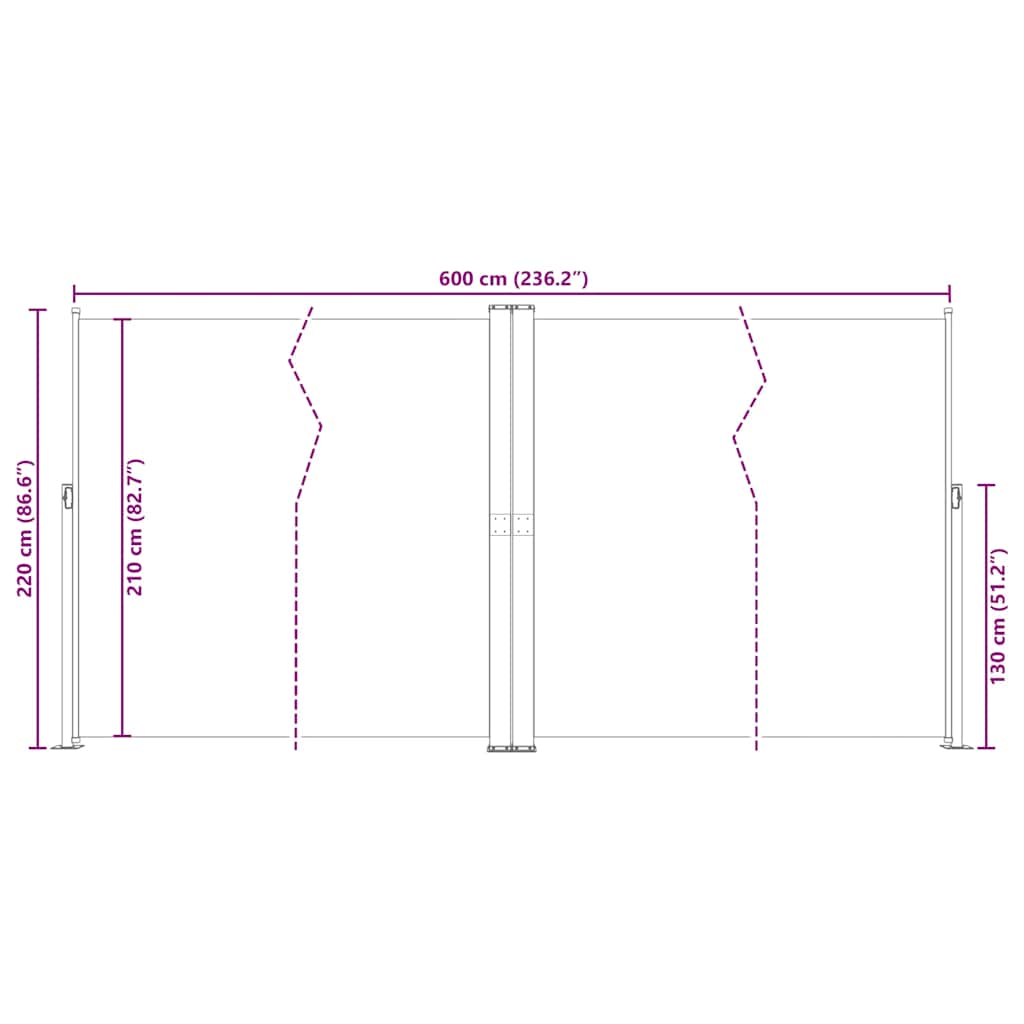 Retractable Side Awning Blue 220x600 cm
