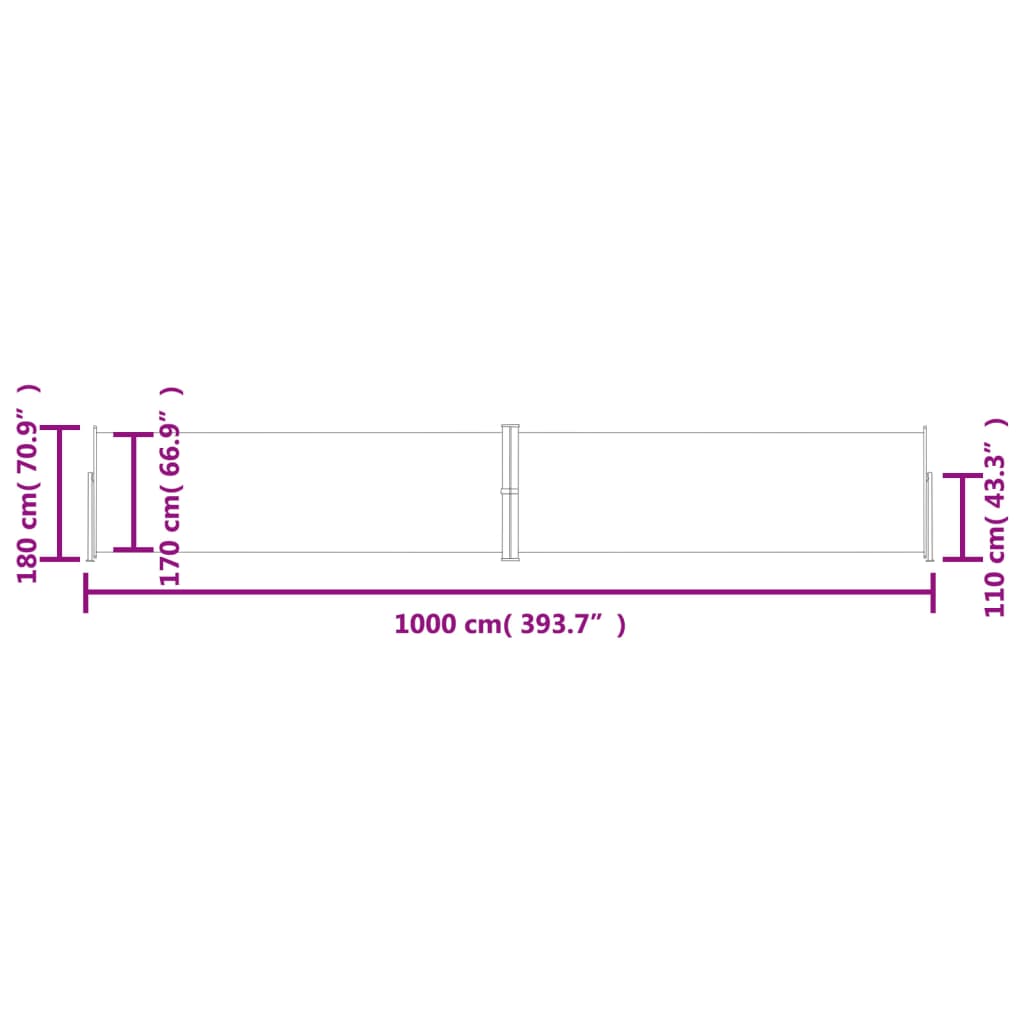 Retractable Side Awning Red 180x1000 cm