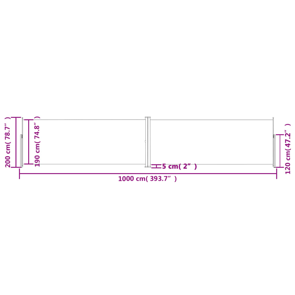 Uittrekbare Zijluifel Antraciet 200x1000 cm