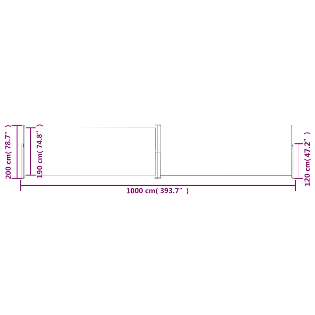 Retractable Side Awning Brown 200x1000 cm
