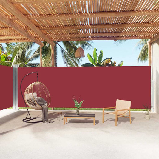 Retractable Side Awning Red 200x1000 cm