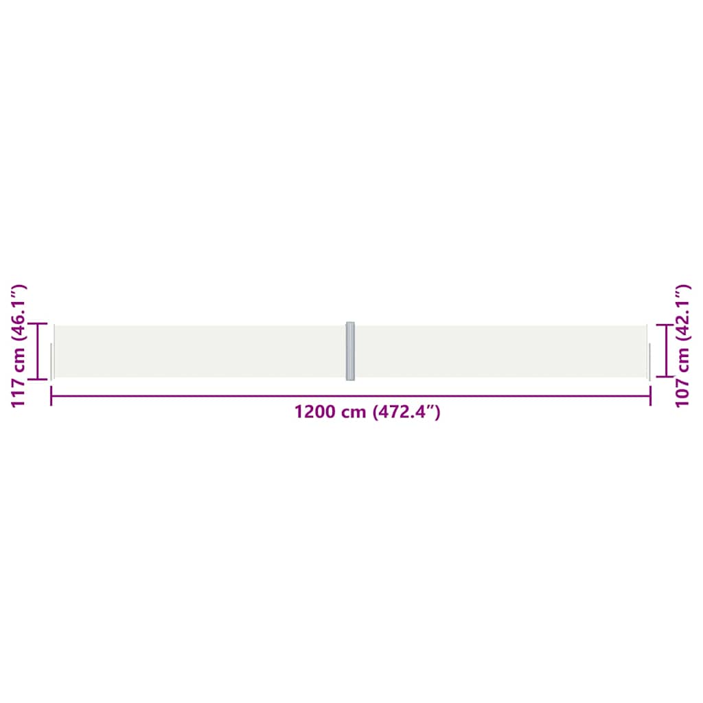 Retractable Side Awning Cream 117x1200 cm