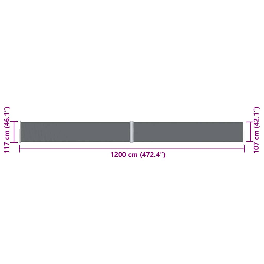 Retractable Side Awning Anthracite 117x1200 cm