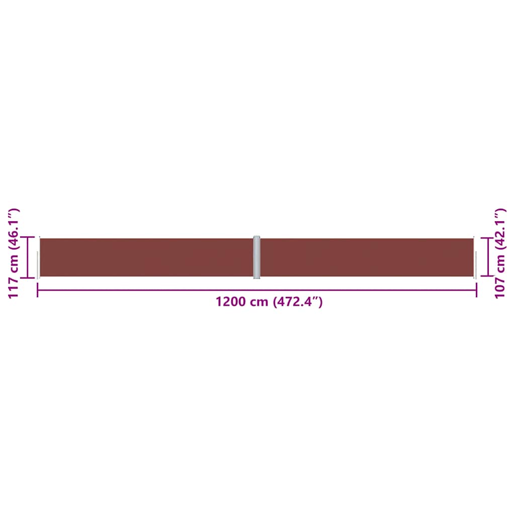 Retractable Side Awning Brown 117x1200 cm