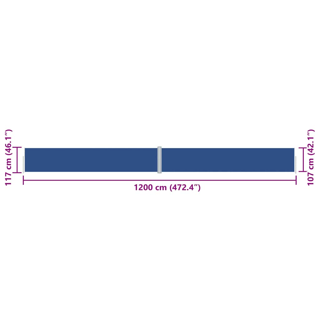 Retractable Side Awning Blue 117x1200 cm