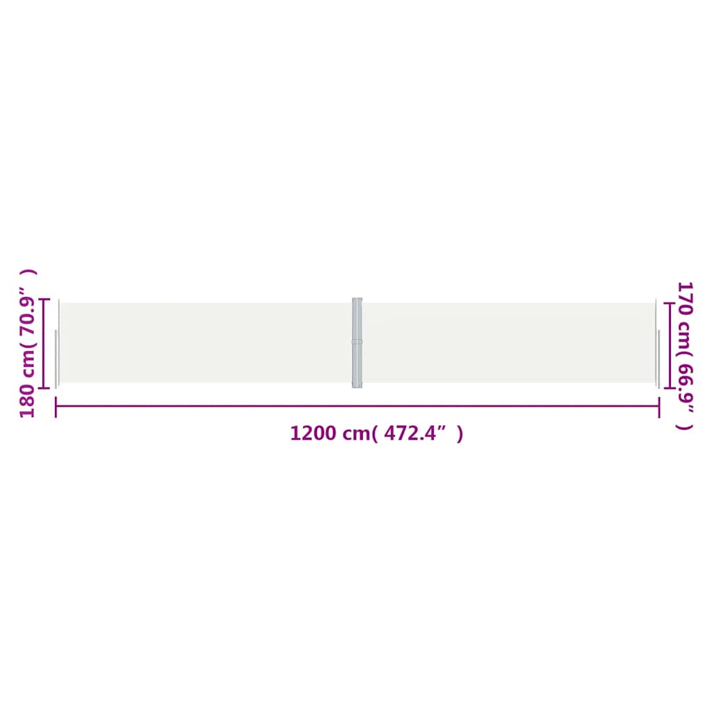 Retractable Side Awning Cream 180x1200 cm