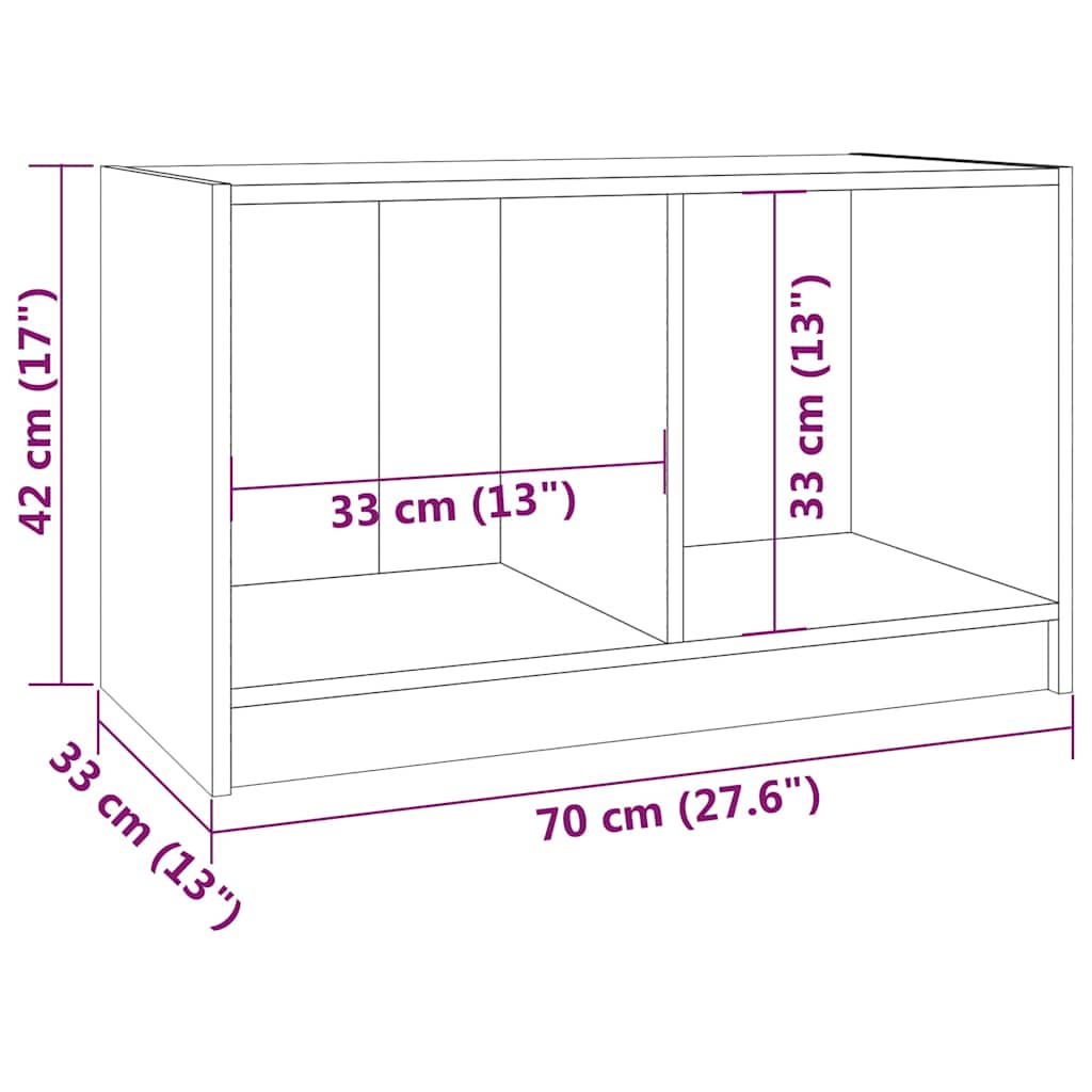 TV Cabinet Grey 70x33x42 cm Solid Wood Pine