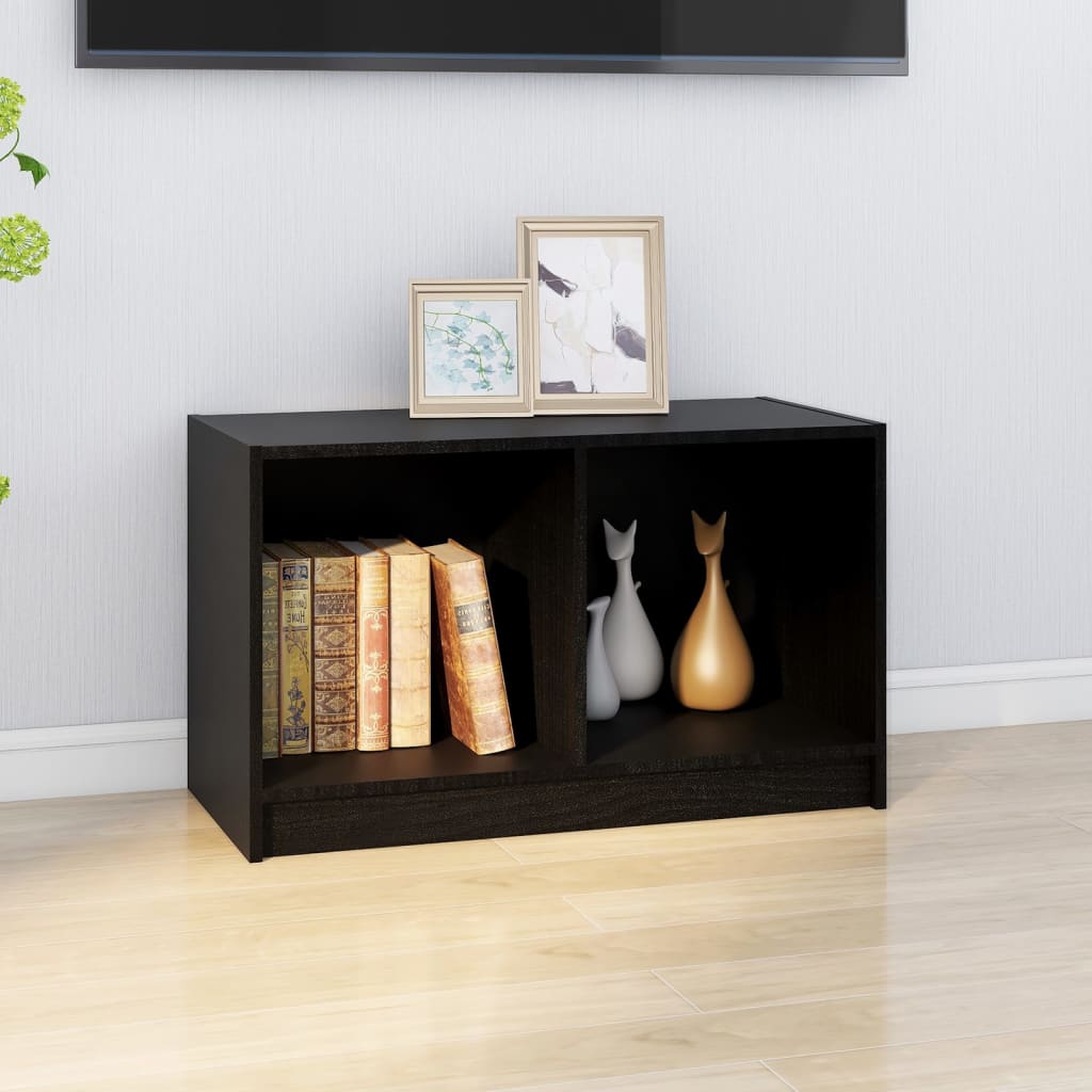 vidaXL TV Cabinet Black 70x33x42 cm Solid Pinewood